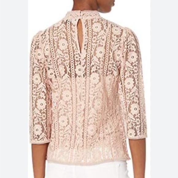 BCBG Max Azria Blush Pink Lace Top Blouse Small - Picture 2 of 9